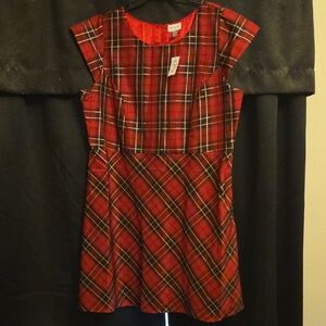 Vibrant Red Plaid Dress